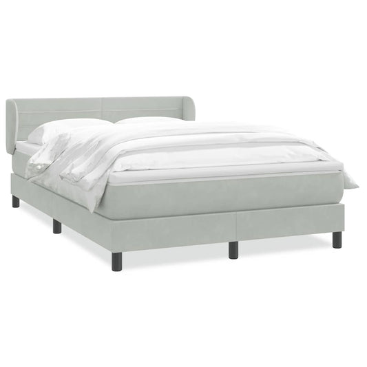 Box Spring Postel S Matrací Samet Světle Šedá