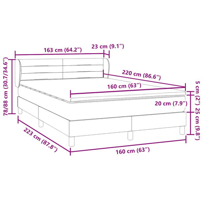 Box Spring Postel S Matrací Samet Světle Šedá