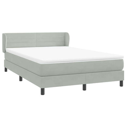 Box Spring Postel S Matrací Samet Světle Šedá