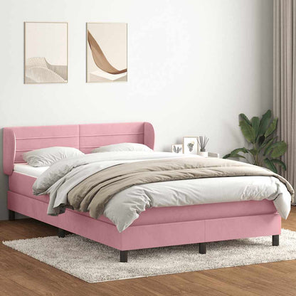 Box Spring Postel S Matrací Růžový Samet Růžová
