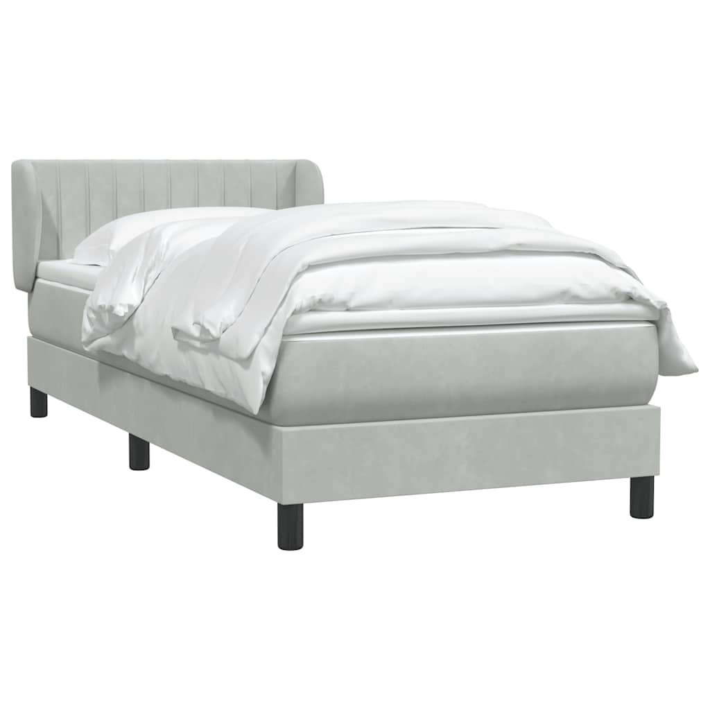 Box Spring Postel S Matrací Samet Světle Šedá