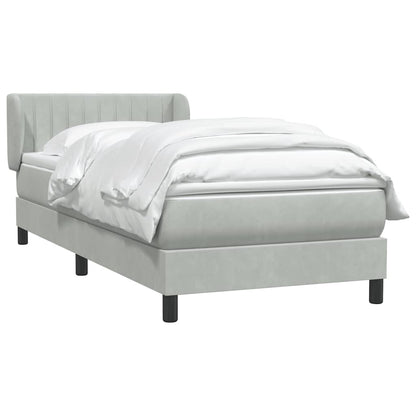 Box Spring Postel S Matrací Samet Světle Šedá