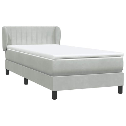 Box Spring Postel S Matrací Samet Světle Šedá