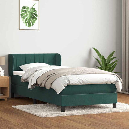 Box Spring Postel S Matrací Samet Tmavě Zelená