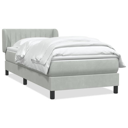 Box Spring Postel S Matrací Samet Světle Šedá