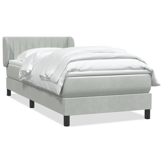 Box Spring Postel S Matrací Samet Světle Šedá
