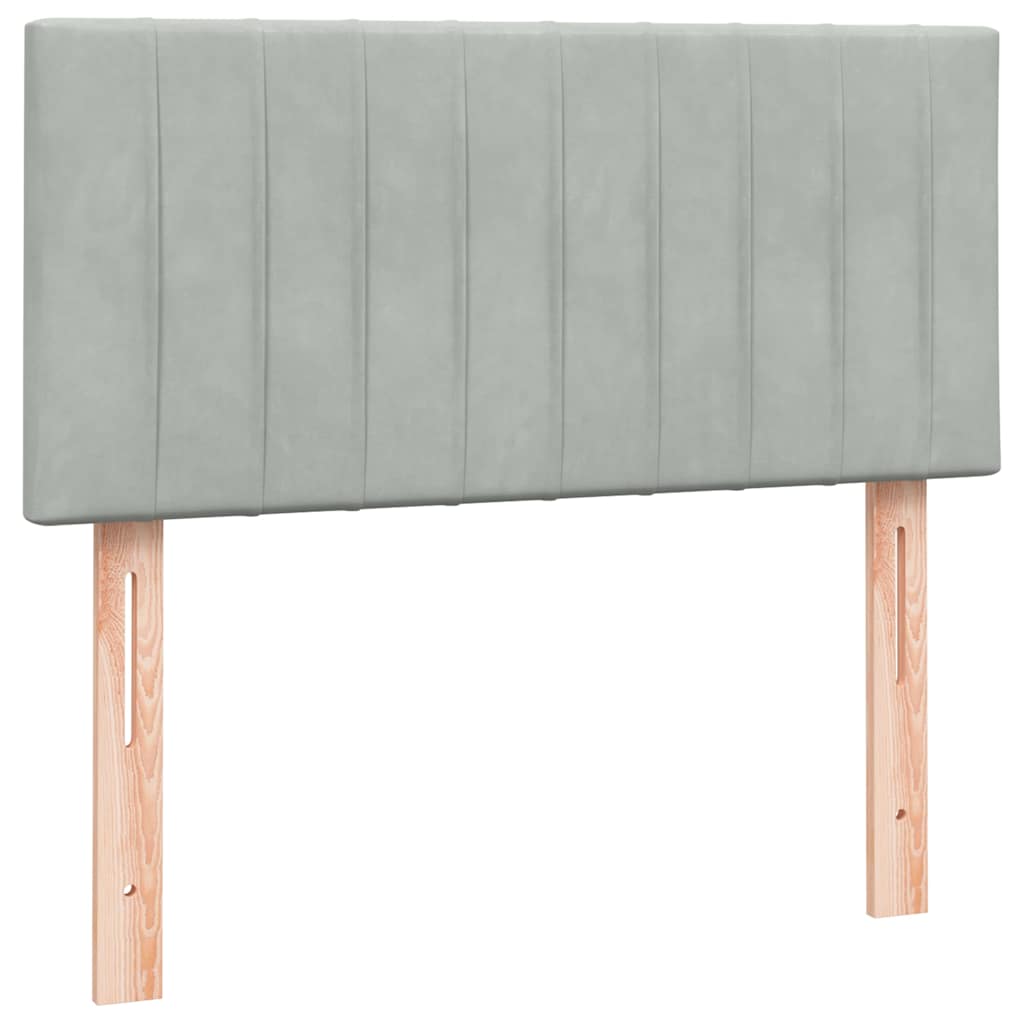 Box Spring Postel S Matrací Samet Světle Šedá