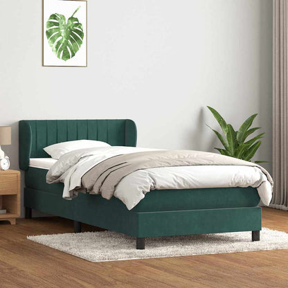 Box Spring Postel S Matrací Samet Tmavě Zelená