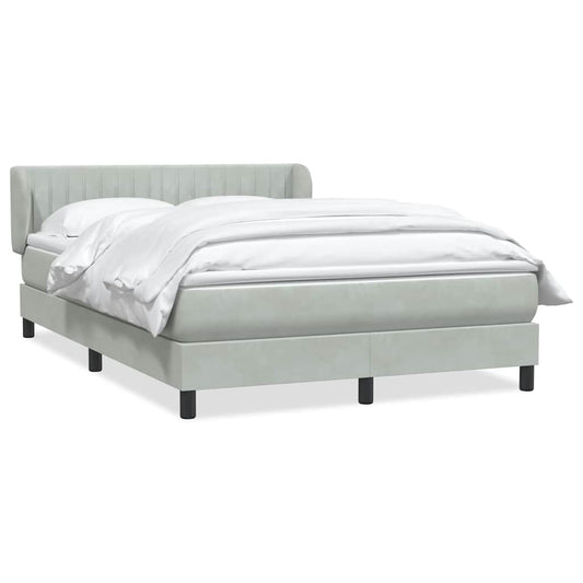 Box Spring Postel S Matrací Samet Světle Šedá