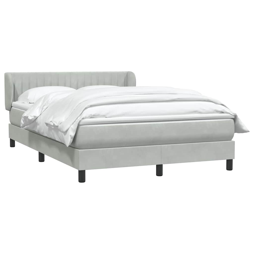 Box Spring Postel S Matrací Samet Světle Šedá