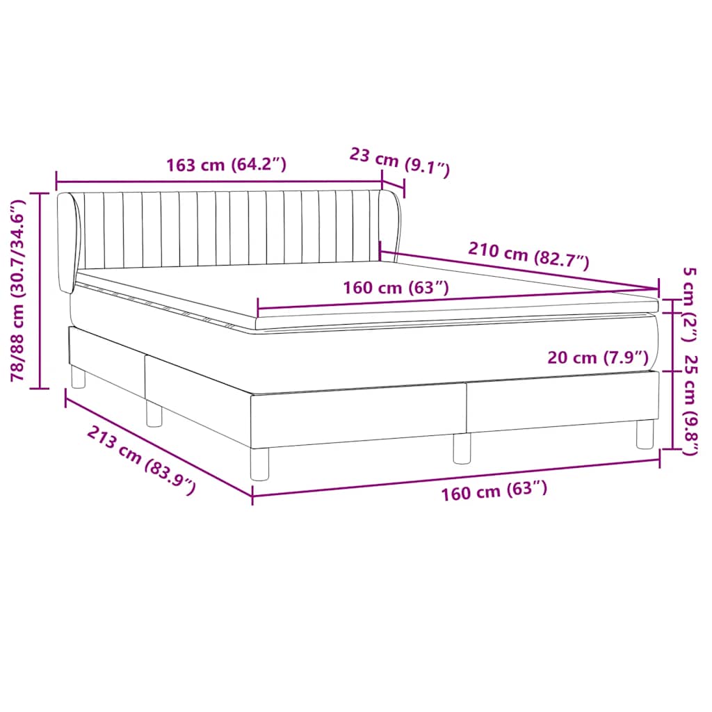 Box Spring Postel S Matrací Samet Světle Šedá