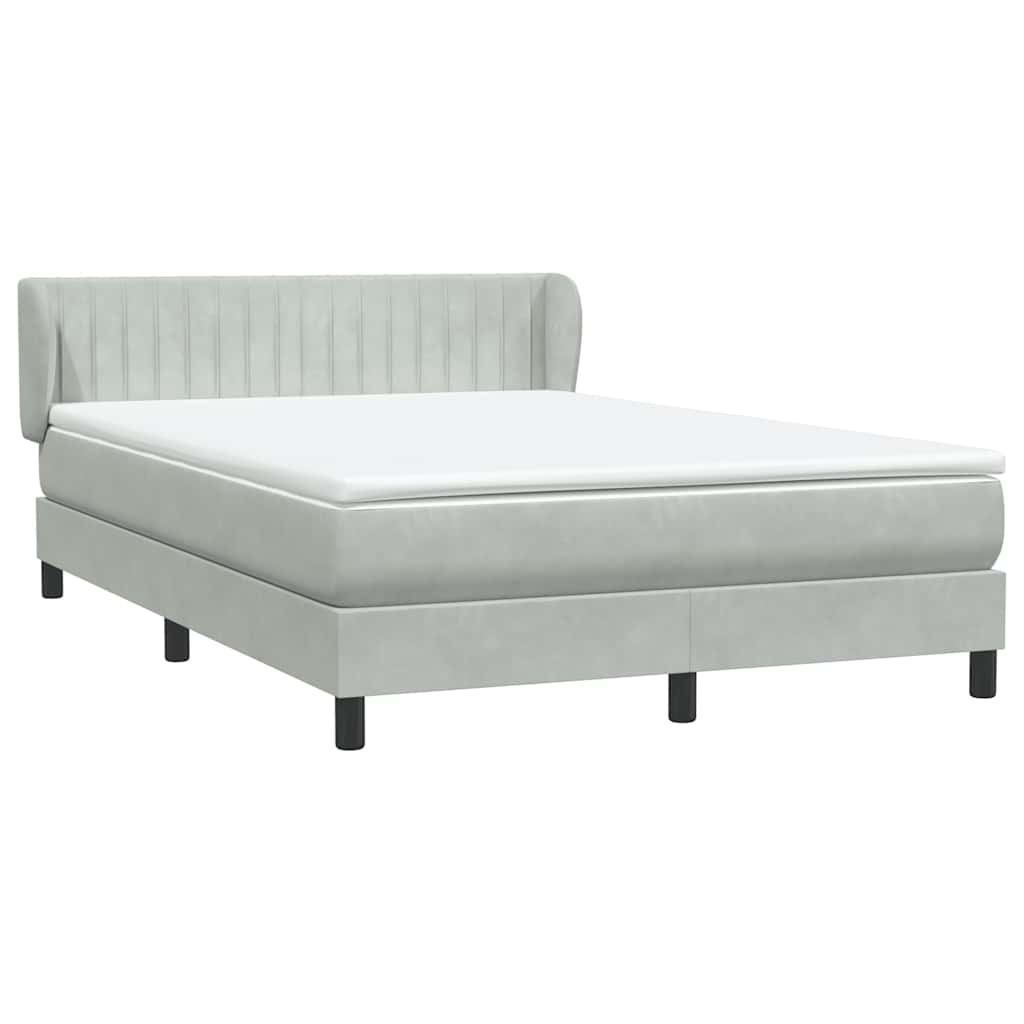 Box Spring Postel S Matrací Samet Světle Šedá