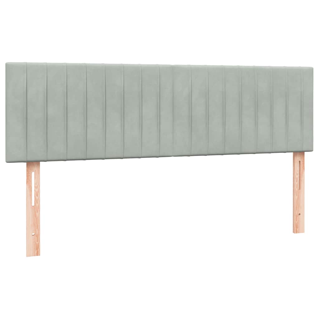 Box Spring Postel S Matrací Samet Světle Šedá
