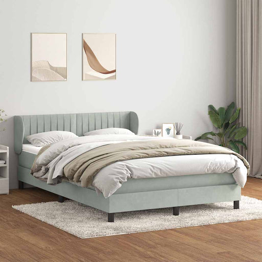 Box Spring Postel S Matrací Samet Světle Šedá
