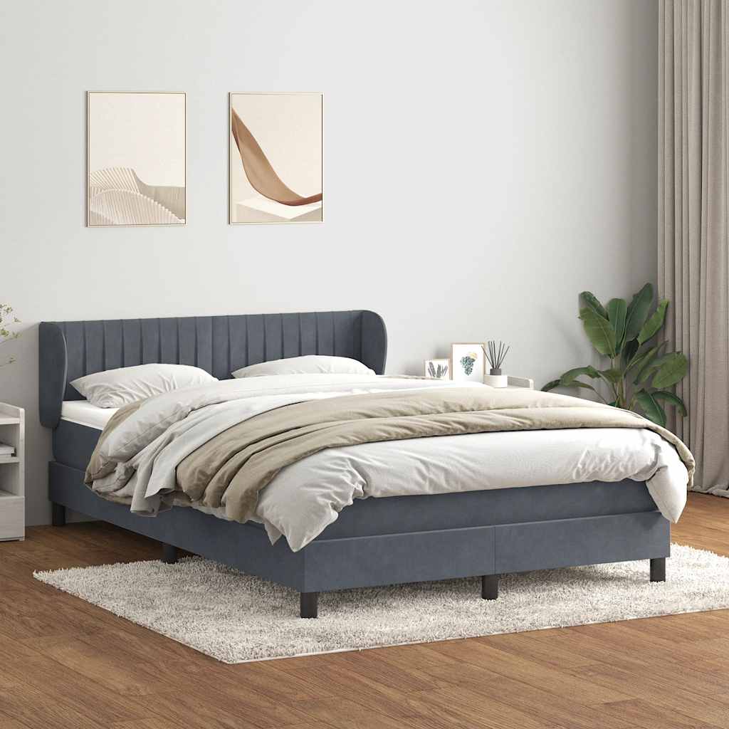 Box Spring Postel S Matrací Samet Tmavě Šedá