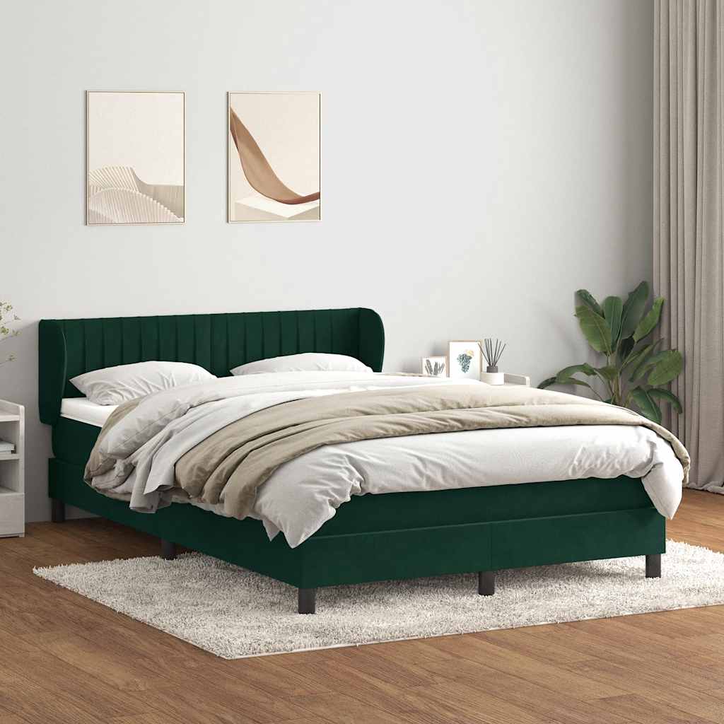 Box Spring Postel S Matrací Samet Tmavě Zelená