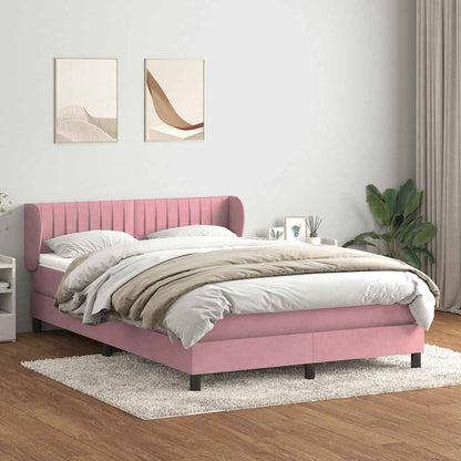 Box Spring Postel S Matrací Růžový Samet Růžová