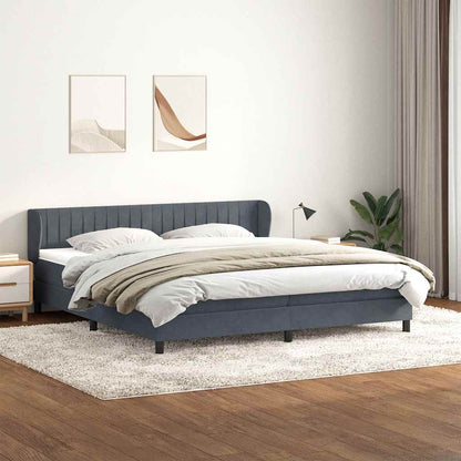 Box Spring Postel S Matrací Samet Tmavě Šedá