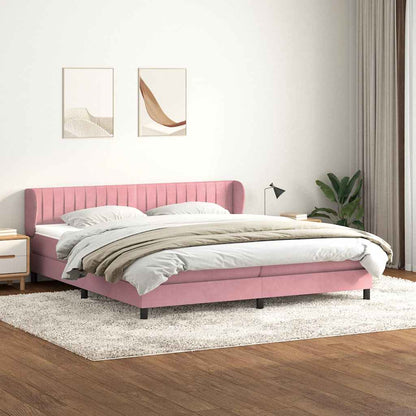 Box Spring Postel S Matrací Růžový Samet Růžová