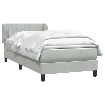 Box Spring Postel S Matrací Samet Světle Šedá