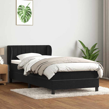 Box Spring Postel S Matrací Černý Samet Černá