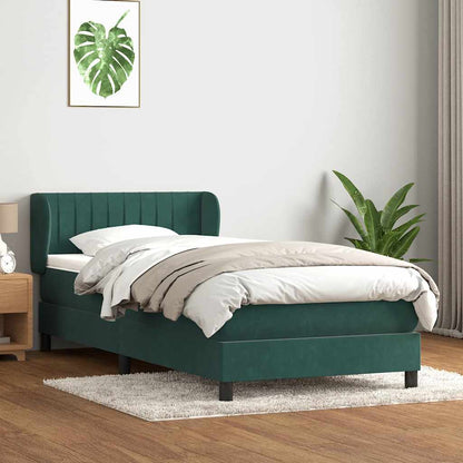 Box Spring Postel S Matrací Samet Tmavě Zelená