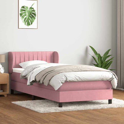 Box Spring Postel S Matrací Růžový Samet Růžová