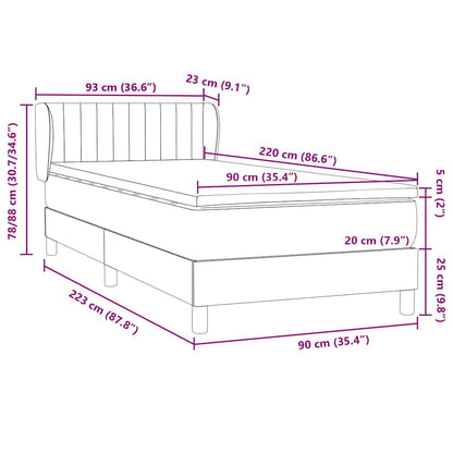 Box Spring Postel S Matrací Samet Světle Šedá