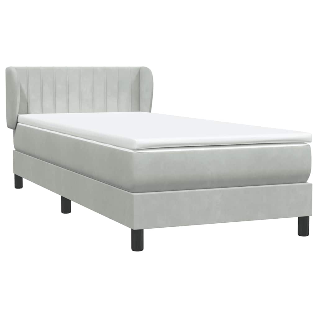 Box Spring Postel S Matrací Samet Světle Šedá