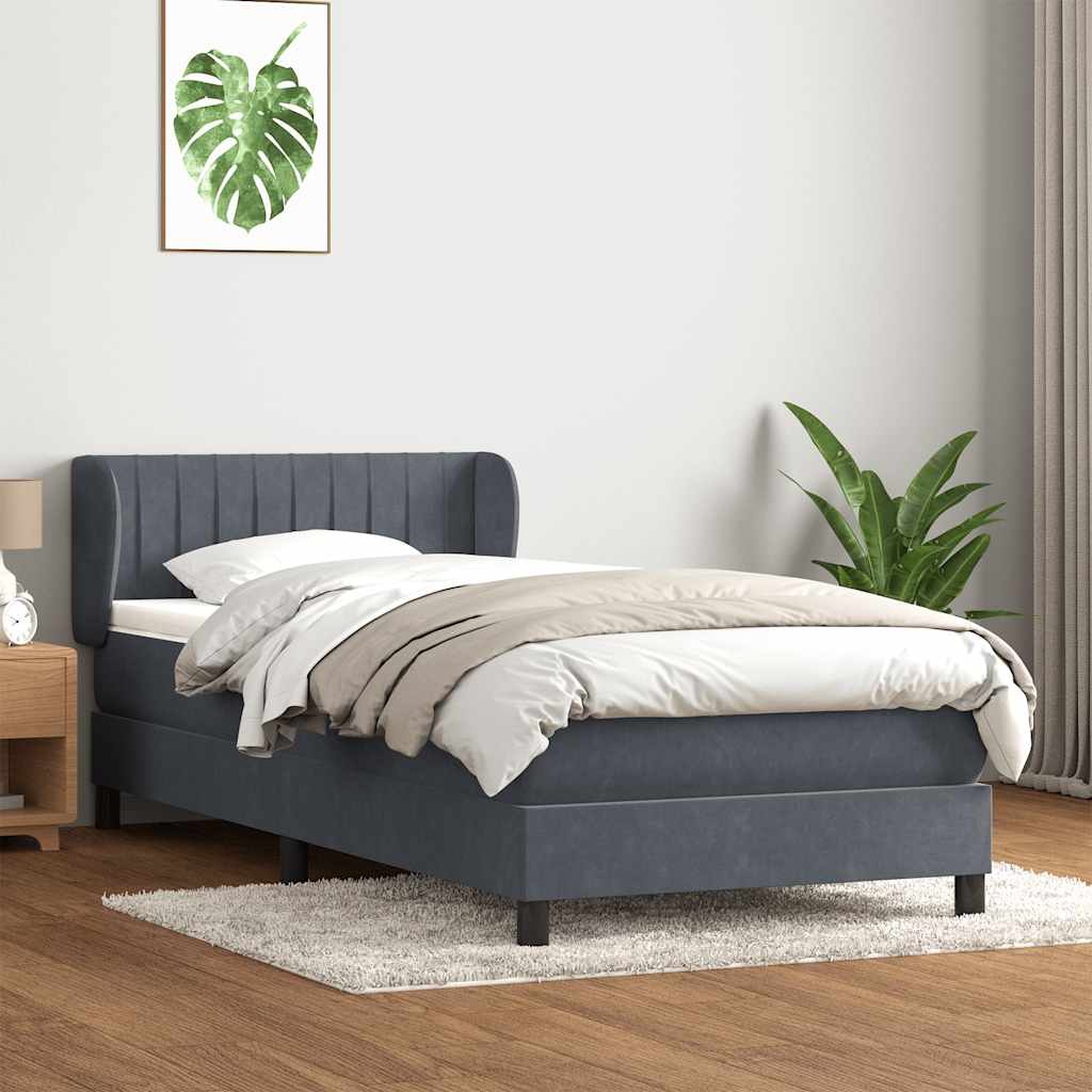 Box Spring Postel S Matrací Samet Tmavě Šedá