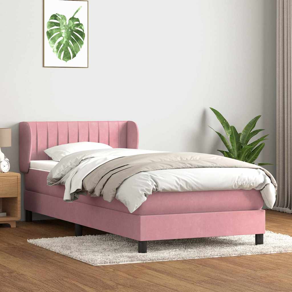 Box Spring Postel S Matrací Růžový Samet Růžová