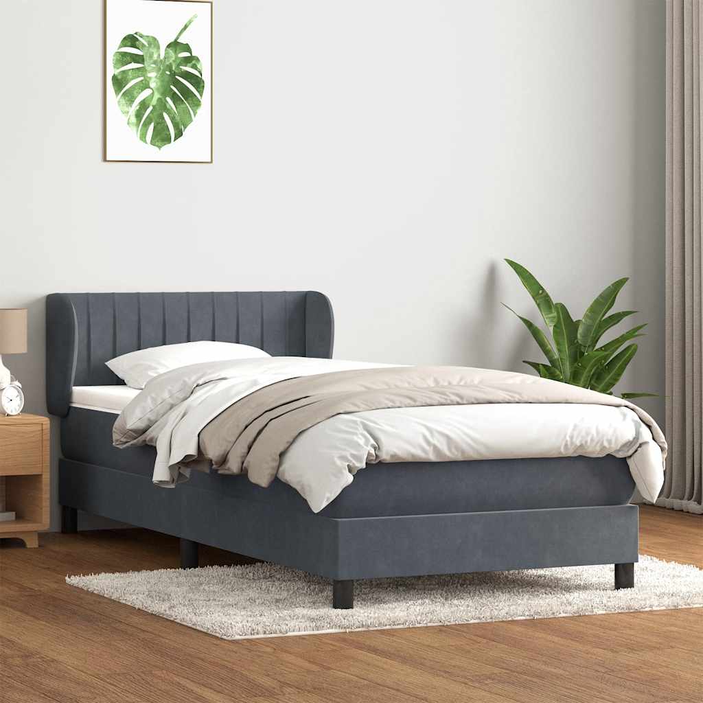 Box Spring Postel S Matrací Samet Tmavě Šedá