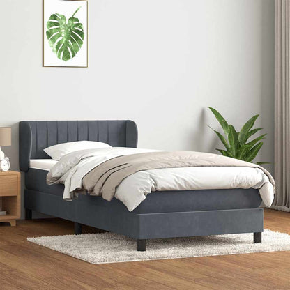 Box Spring Postel S Matrací Samet Tmavě Šedá
