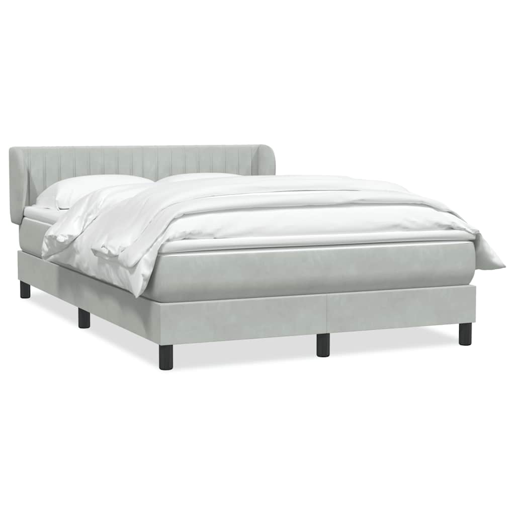 Box Spring Postel S Matrací Samet Světle Šedá