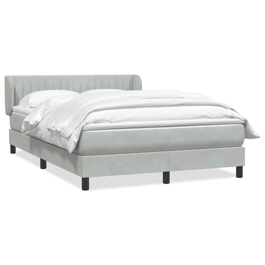 Box Spring Postel S Matrací Samet Světle Šedá