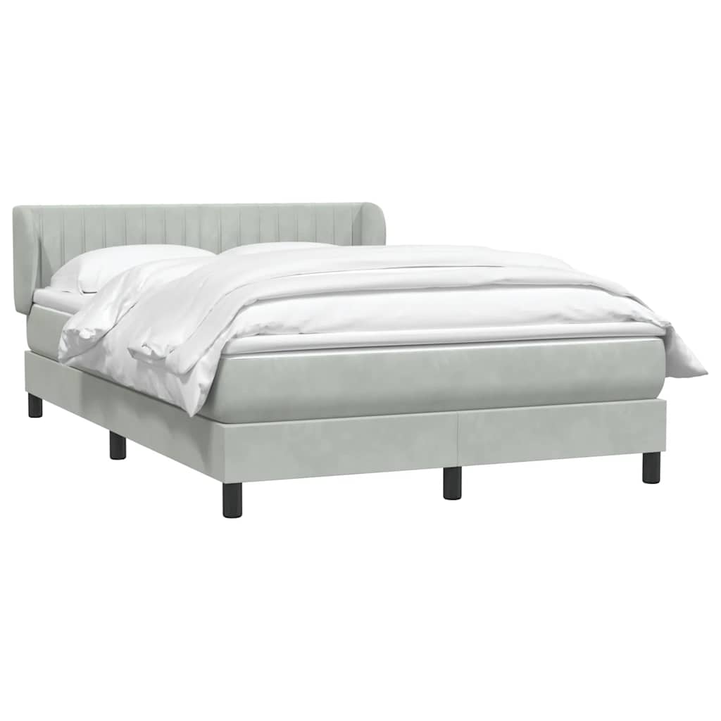 Box Spring Postel S Matrací Samet Světle Šedá
