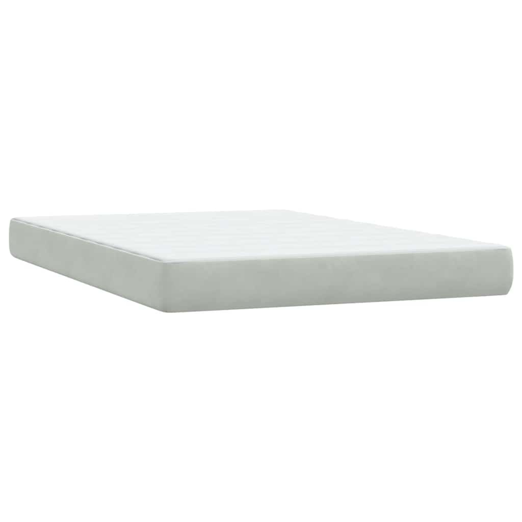 Box Spring Postel S Matrací Samet Světle Šedá