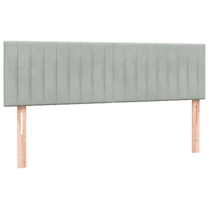 Box Spring Postel S Matrací Samet Světle Šedá