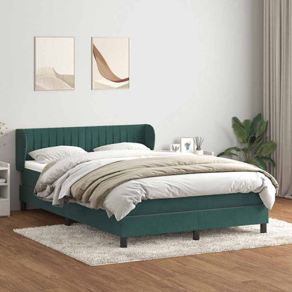 Box Spring Postel S Matrací Samet Tmavě Zelená