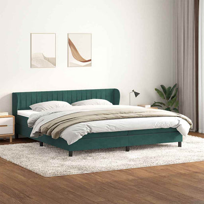 Box Spring Postel S Matrací Samet Tmavě Zelená