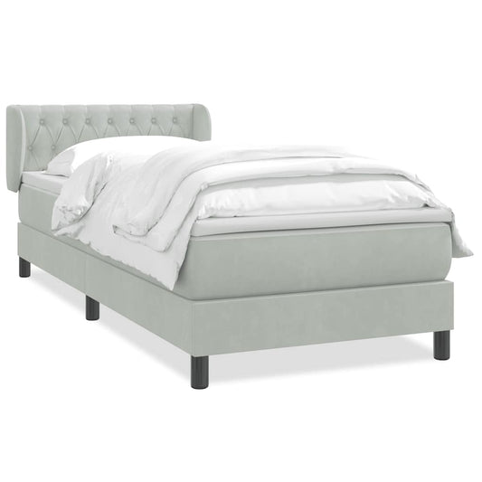 Box Spring Postel S Matrací Samet Světle Šedá