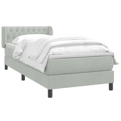 Box Spring Postel S Matrací Samet Světle Šedá