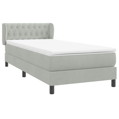 Box Spring Postel S Matrací Samet Světle Šedá