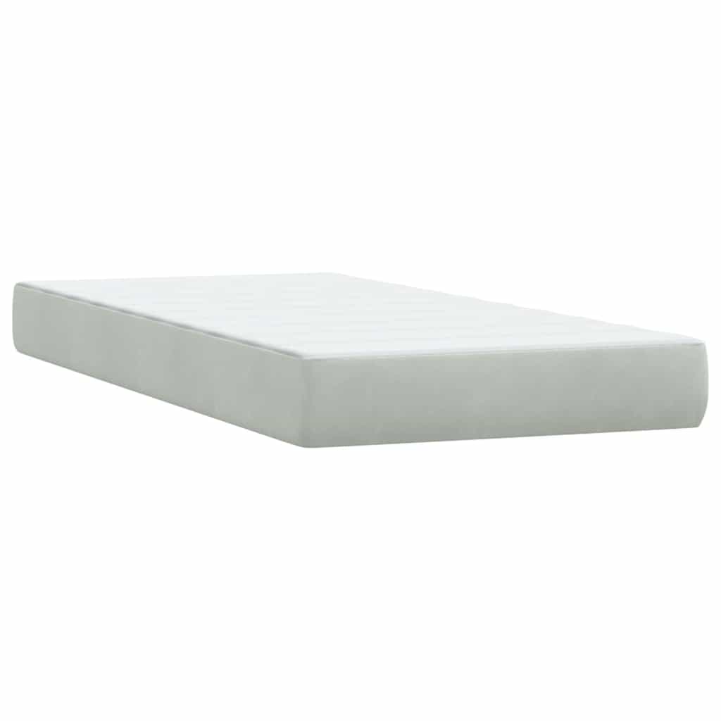Box Spring Postel S Matrací Samet Světle Šedá