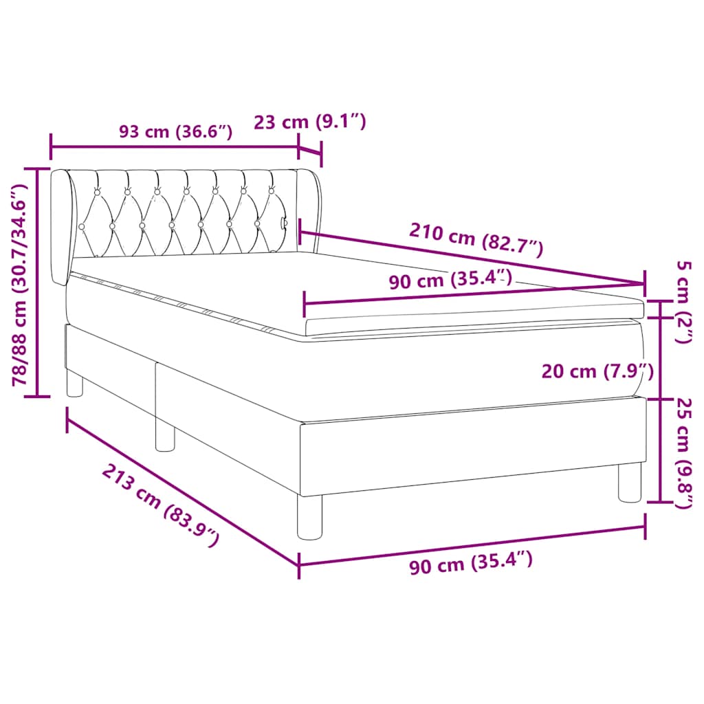 Box Spring Postel S Matrací Samet Světle Šedá