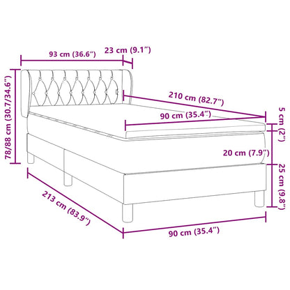 Box Spring Postel S Matrací Samet Světle Šedá