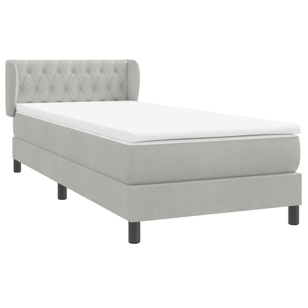 Box Spring Postel S Matrací Samet Světle Šedá