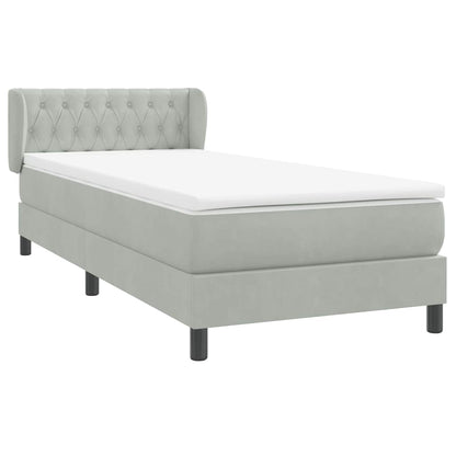 Box Spring Postel S Matrací Samet Světle Šedá