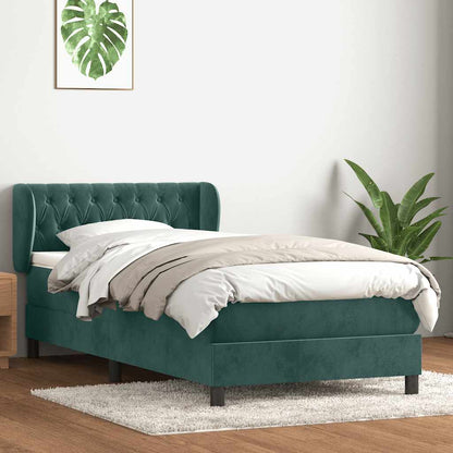 Box Spring Postel S Matrací Samet Tmavě Zelená