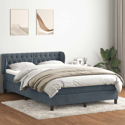 Box Spring Postel S Matrací Samet Tmavě Šedá